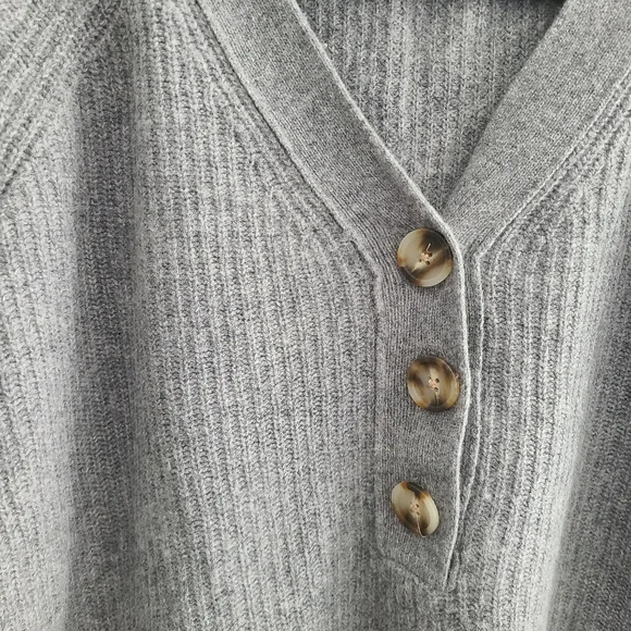 Madewell Ribbed Lyle Henley Heather Grey Sweater - Picture 4 of 8